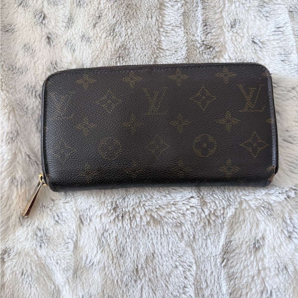 Louis Vuitton Dark Brown Monogram Zipper Wallet - Authentic